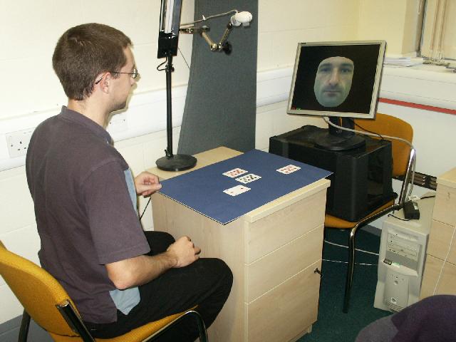Image of human playing against a learned virtual player